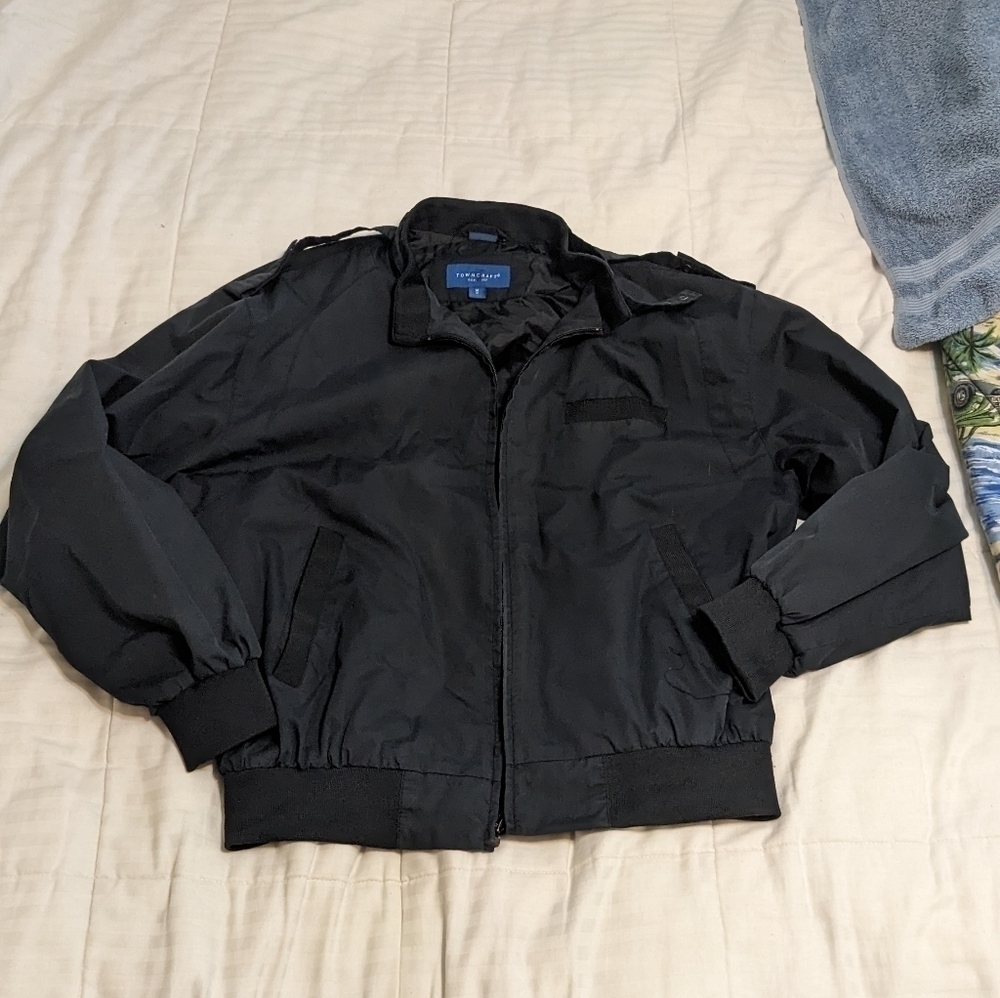 TownCraft black bomber jacket with lots of pockets and snaps size medium